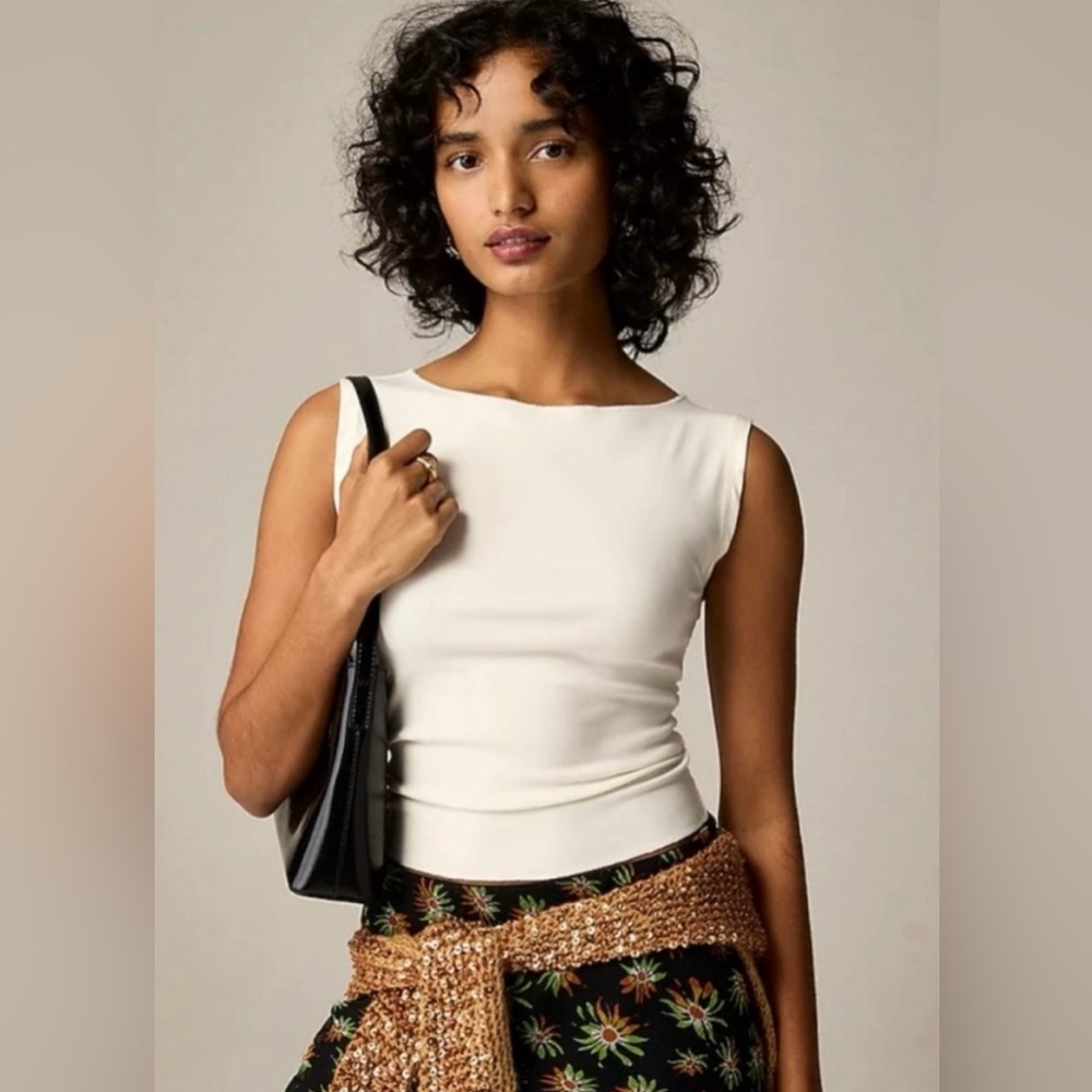 J.Crew Shell Top in refined rib in ivory